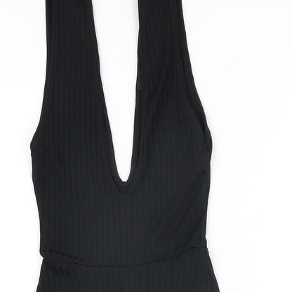 PRETTYLITTLETHING Womens Black Polyester Playsuit One-Piece Size 6 L6 in Pullover