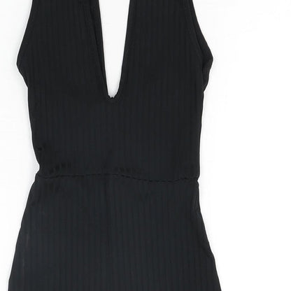 PRETTYLITTLETHING Womens Black Polyester Playsuit One-Piece Size 6 L6 in Pullover