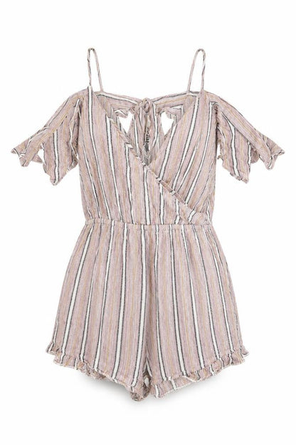 Topshop Womens Red Striped Cotton Playsuit One-Piece Size M Pullover
