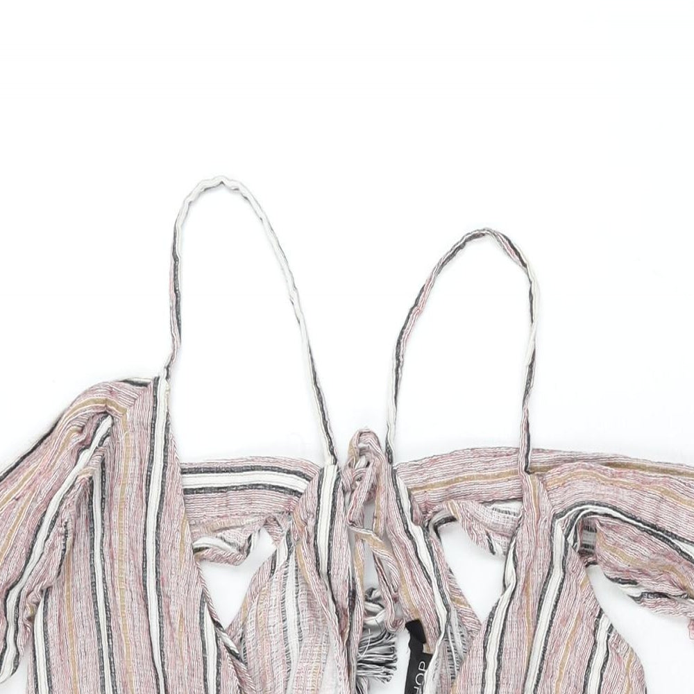 Topshop Womens Red Striped Cotton Playsuit One-Piece Size M Pullover