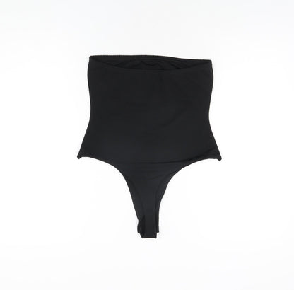 PRETTYLITTLETHING Womens Black Polyester Bodysuit One-Piece Size 12 Snap