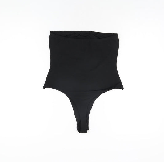 PRETTYLITTLETHING Womens Black Polyester Bodysuit One-Piece Size 12 Snap