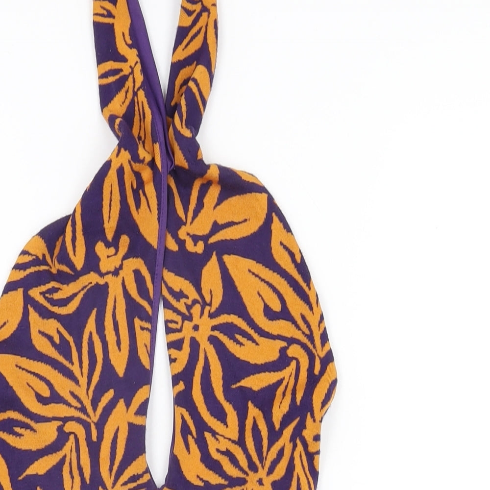 Zara Womens Purple Floral Polyester Bodysuit One-Piece Size S Snap