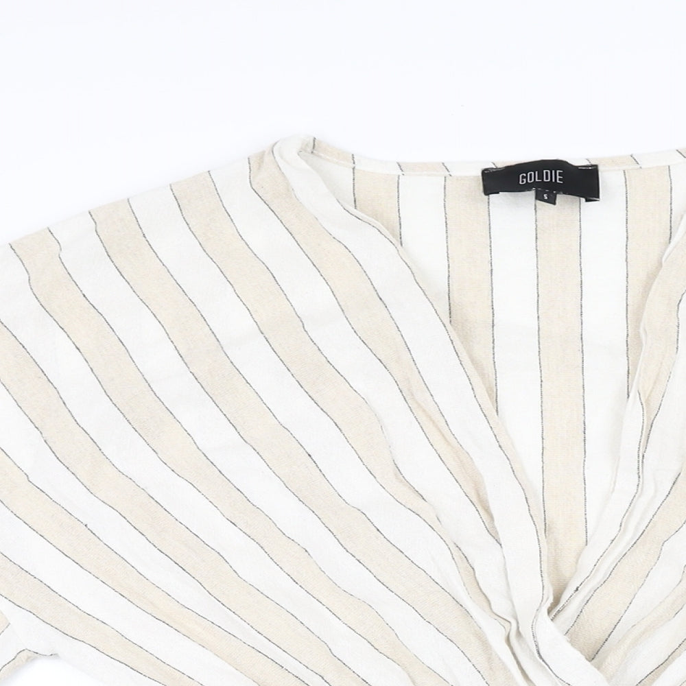 Goldie Womens Beige Striped Cotton Playsuit One-Piece Size S Pullover