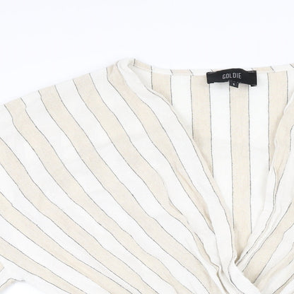 Goldie Womens Beige Striped Cotton Playsuit One-Piece Size S Pullover