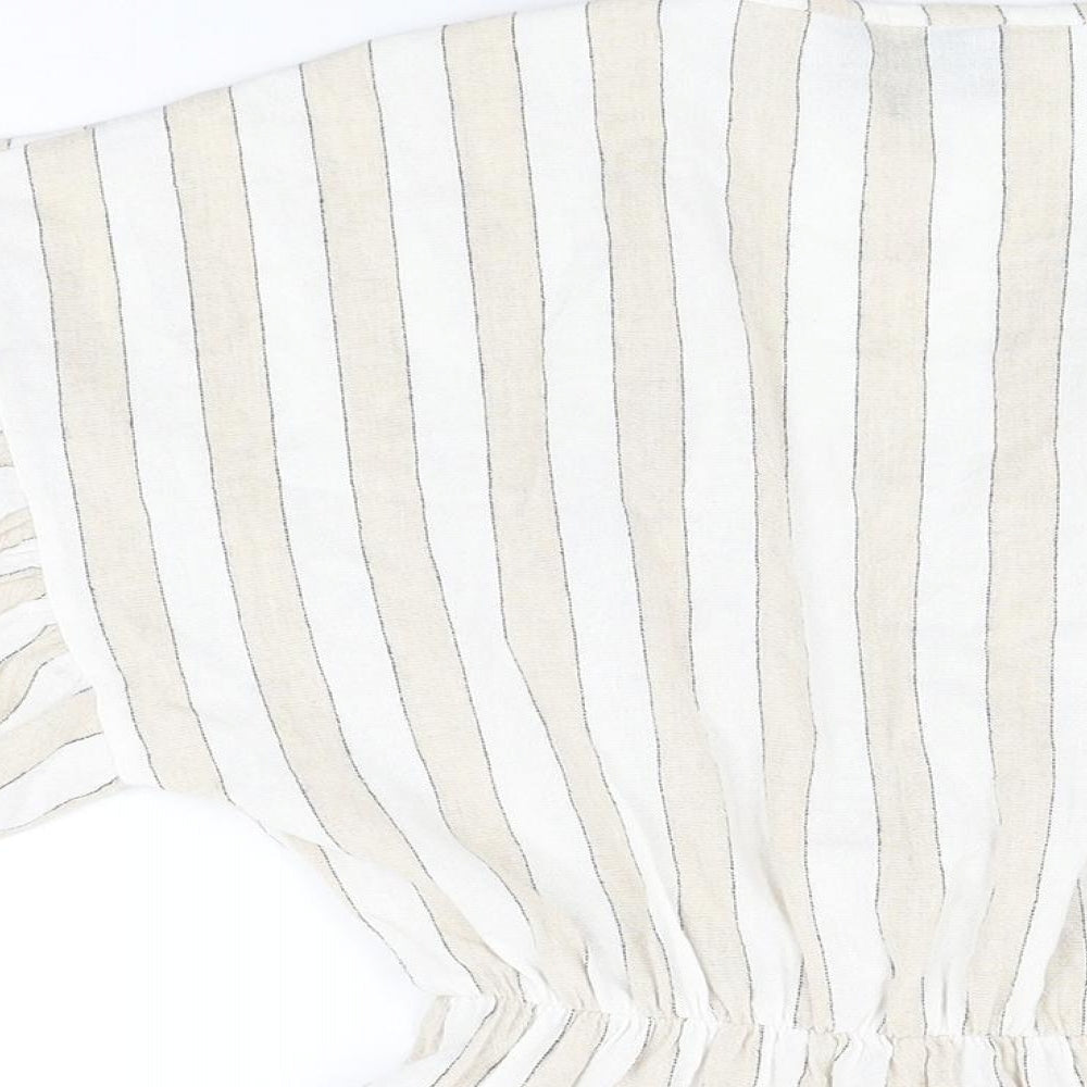 Goldie Womens Beige Striped Cotton Playsuit One-Piece Size S Pullover
