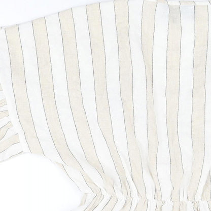 Goldie Womens Beige Striped Cotton Playsuit One-Piece Size S Pullover