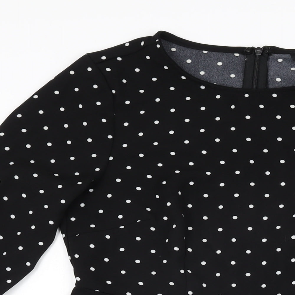 New Look Womens Black Polka Dot Polyester Playsuit One-Piece Size 8 Zip