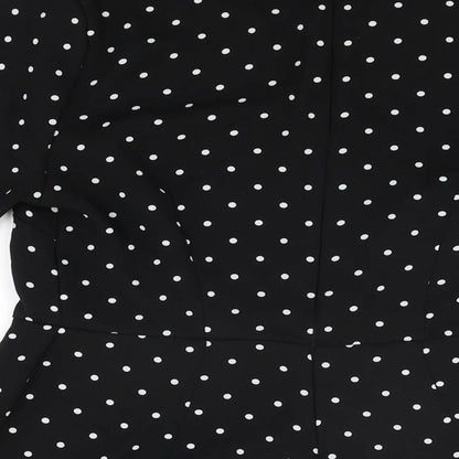 New Look Womens Black Polka Dot Polyester Playsuit One-Piece Size 8 Zip