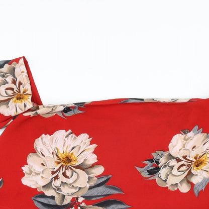 Missguided Womens Red Floral Polyester Playsuit One-Piece Size 6 L3 in Zip