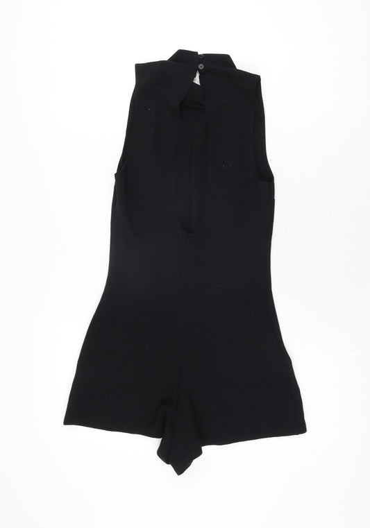 Topshop Womens Black Viscose Playsuit One-Piece Size 8 Button