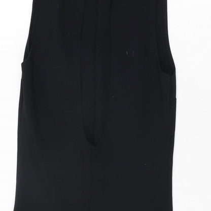 Topshop Womens Black Viscose Playsuit One-Piece Size 8 Button