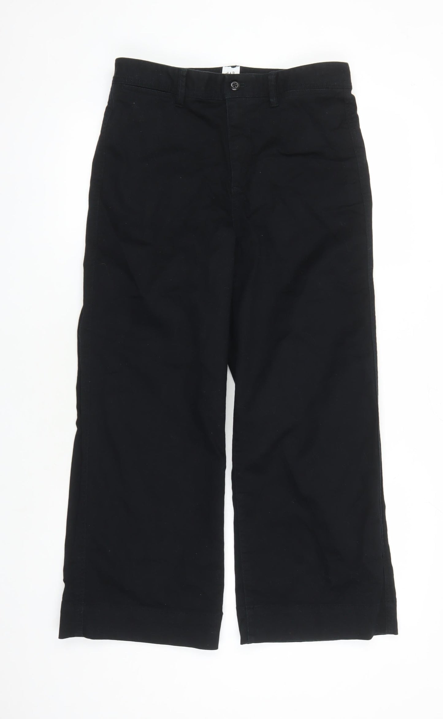 Gap Womens Black Cotton Wide-Leg Jeans Size 8 L25 in Regular Zip - High Waisted Cropped