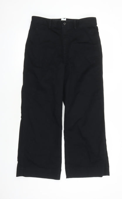Gap Womens Black Cotton Wide-Leg Jeans Size 8 L25 in Regular Zip - High Waisted Cropped
