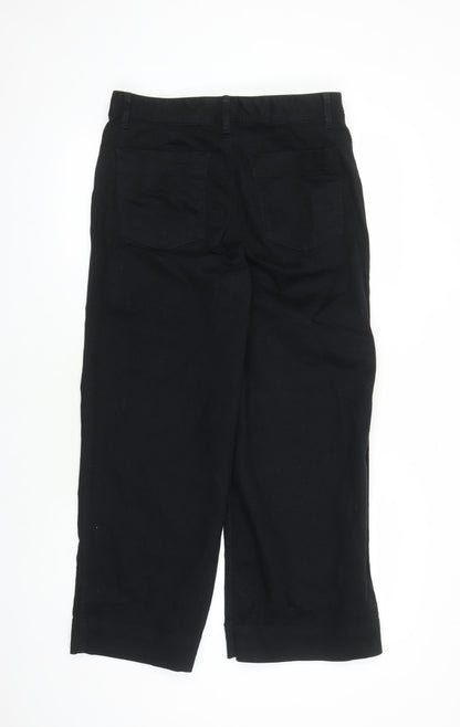 Gap Womens Black Cotton Wide-Leg Jeans Size 8 L25 in Regular Zip - High Waisted Cropped
