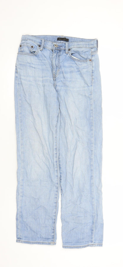 Uniqlo Womens Blue Cotton Straight Jeans Size 28 in L29 in Regular Zip - Pockets