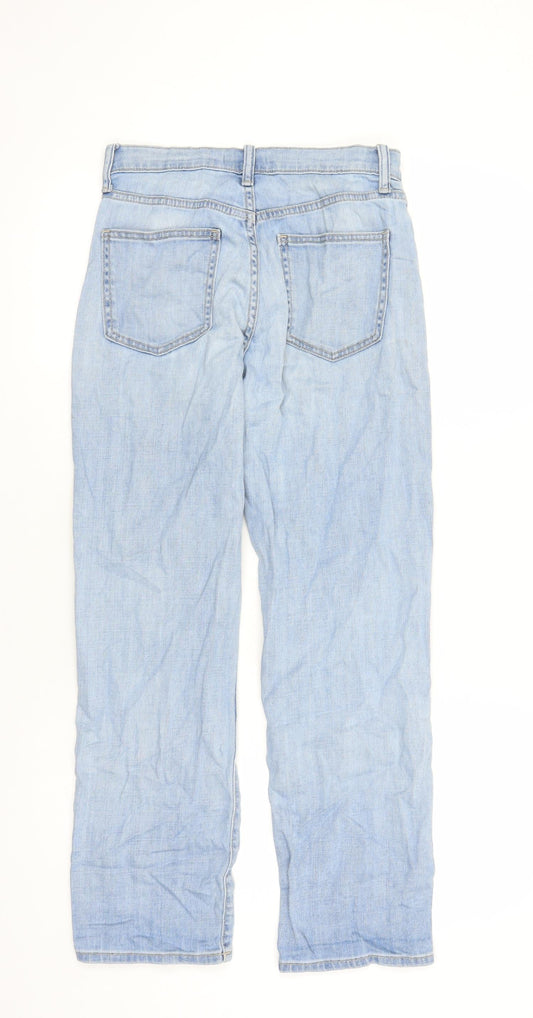 Uniqlo Womens Blue Cotton Straight Jeans Size 28 in L29 in Regular Zip - Pockets