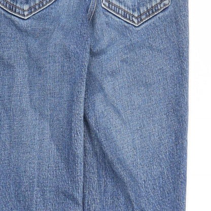 Topshop Womens Blue Cotton Cropped Jeans Size 30 in L24 in Regular Zip - Pockets Raw Hems