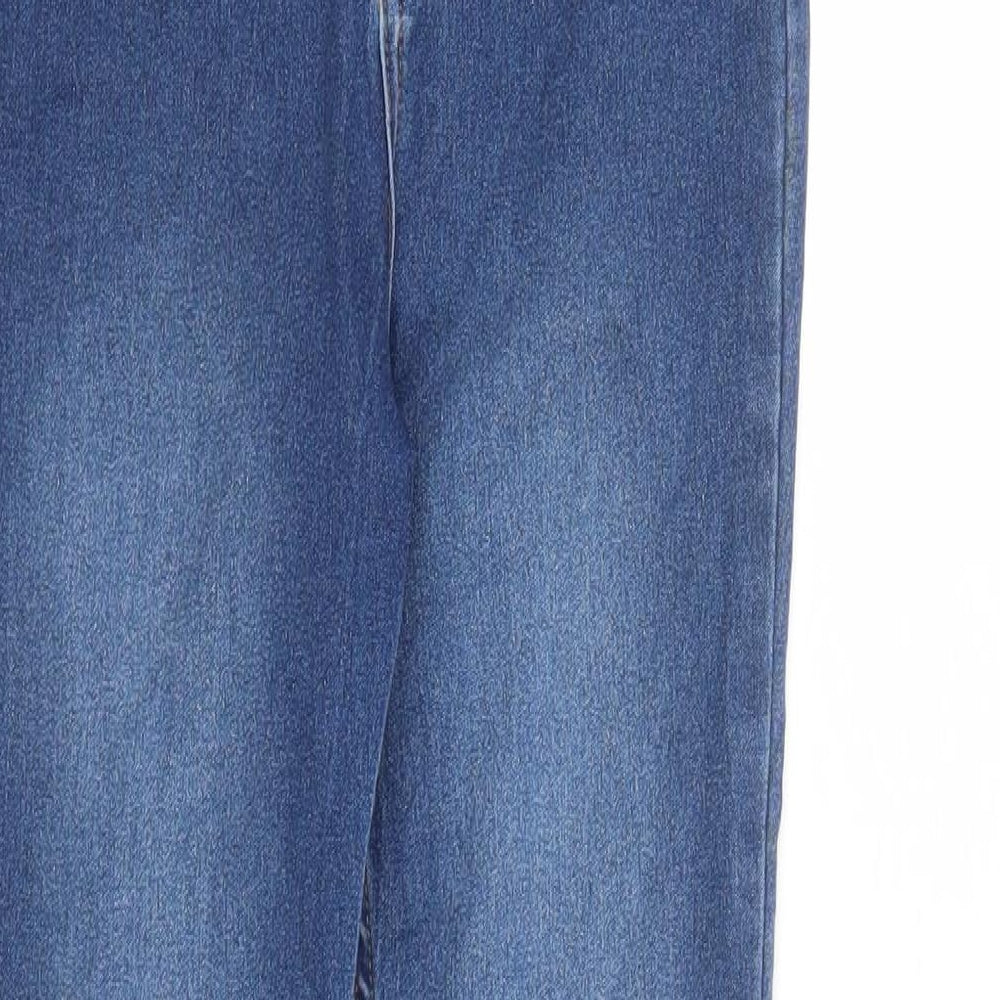 PRETTYLITTLETHING Womens Blue Cotton Skinny Jeans Size 6 L29 in Regular Zip - Raw Hems