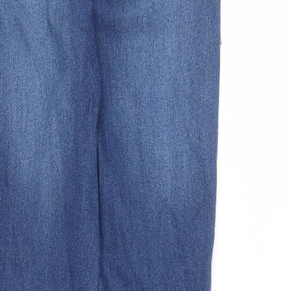 PRETTYLITTLETHING Womens Blue Cotton Skinny Jeans Size 6 L29 in Regular Zip - Raw Hems