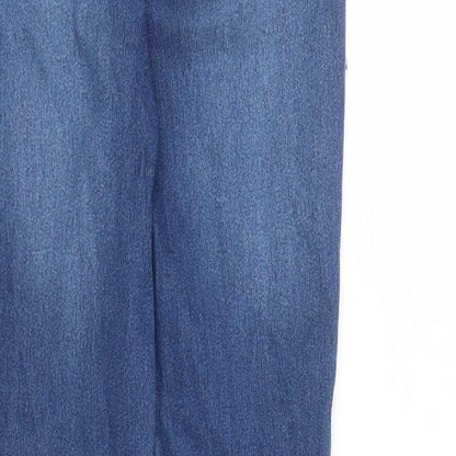PRETTYLITTLETHING Womens Blue Cotton Skinny Jeans Size 6 L29 in Regular Zip - Raw Hems