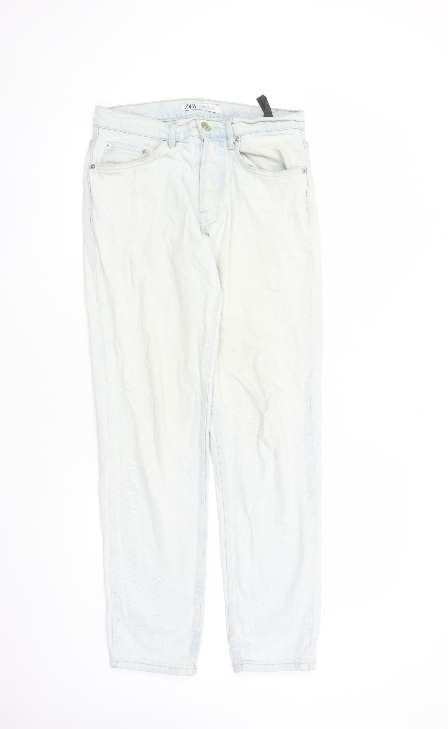 Zara Womens Blue Cotton Straight Jeans Size 30 in L29 in Regular Zip - Pockets
