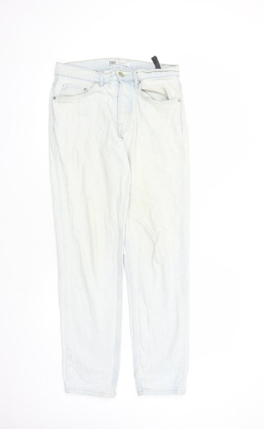 Zara Womens Blue Cotton Straight Jeans Size 30 in L29 in Regular Zip - Pockets
