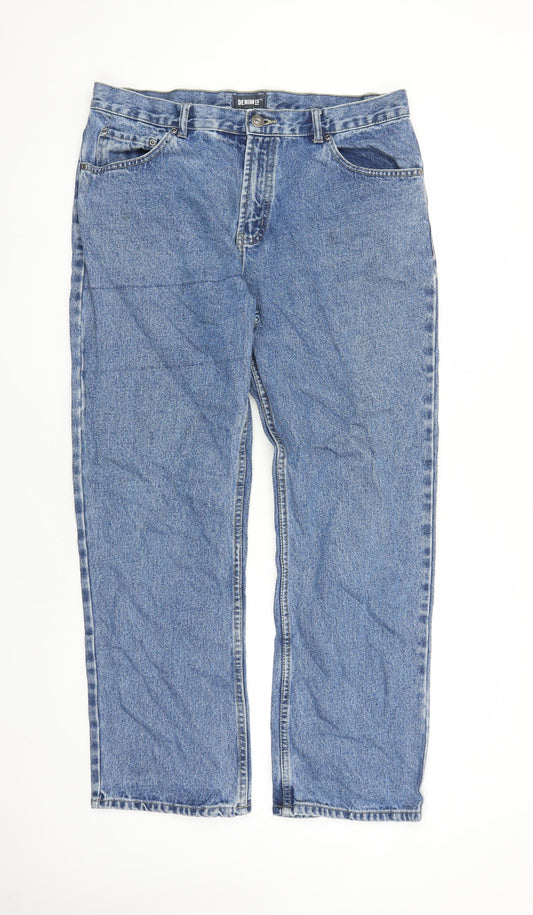Denim & Co. Mens Blue Cotton Straight Jeans Size 36 in L30 in Regular Zip - Pockets