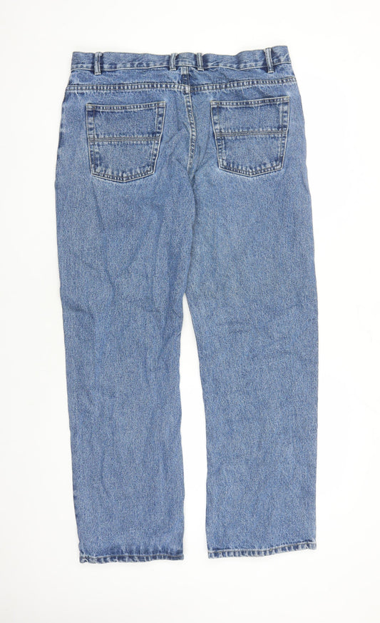 Denim & Co. Mens Blue Cotton Straight Jeans Size 36 in L30 in Regular Zip - Pockets