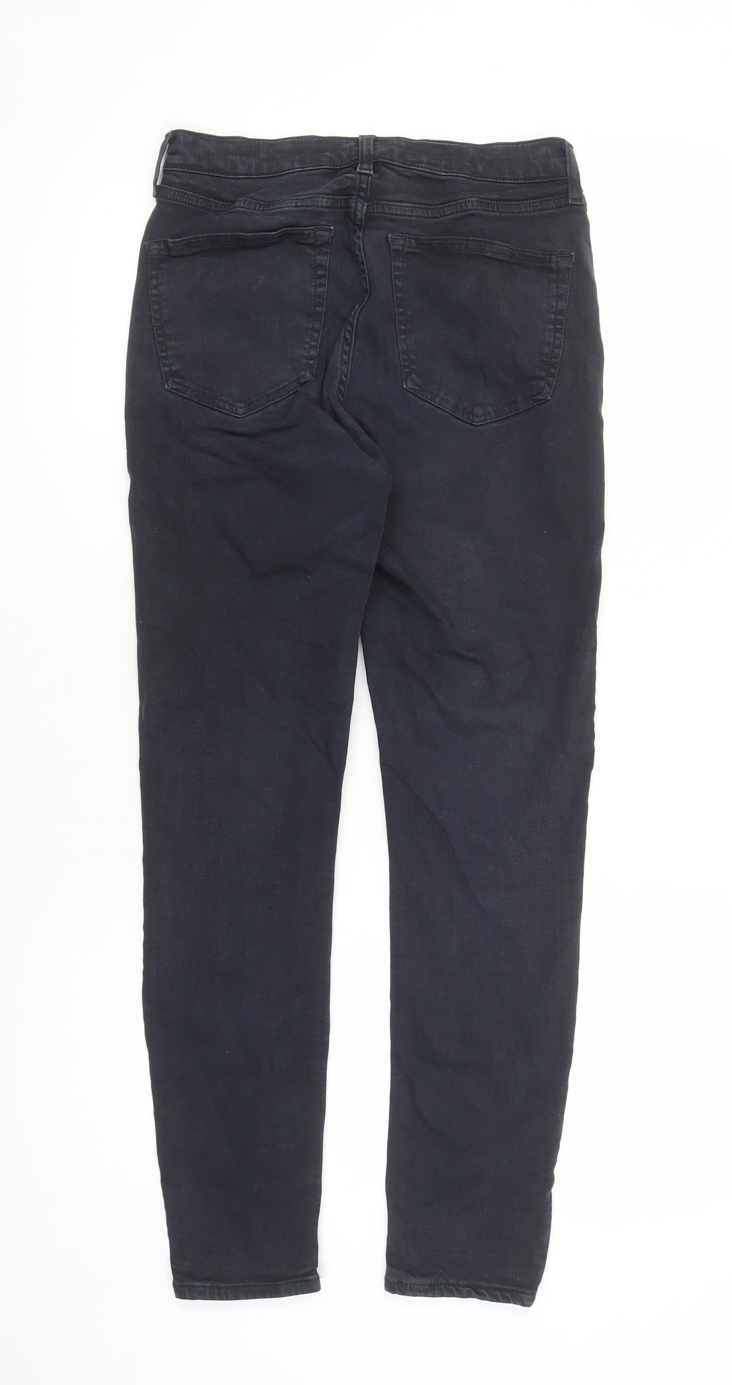 Topshop Womens Black Cotton Straight Jeans Size 28 in L27 in Regular Zip - Pockets Long Leg