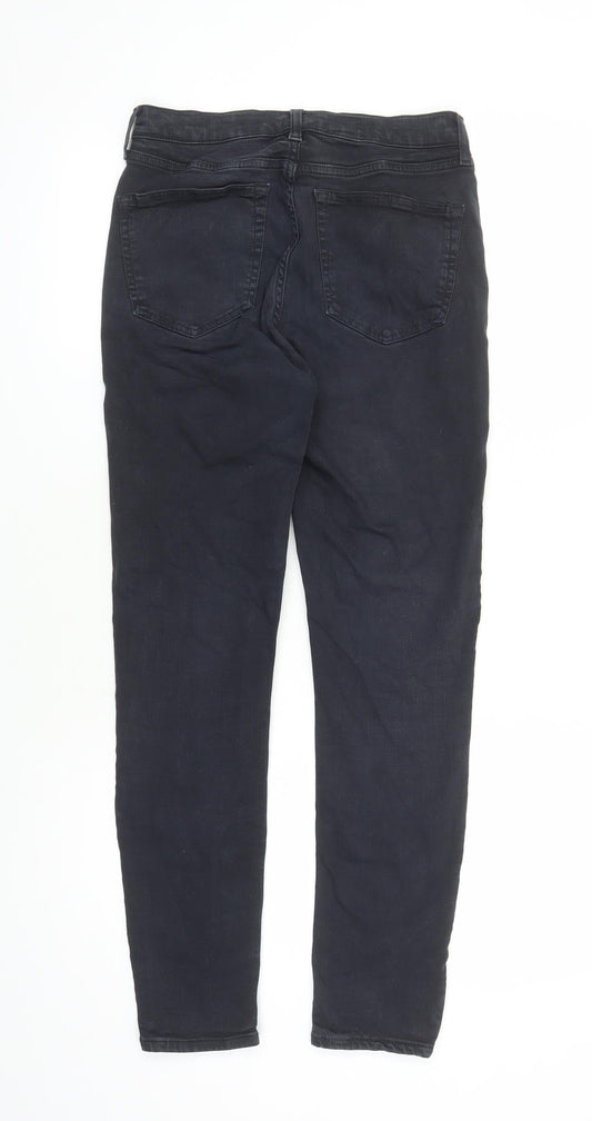 Topshop Womens Black Cotton Straight Jeans Size 28 in L27 in Regular Zip - Pockets Long Leg