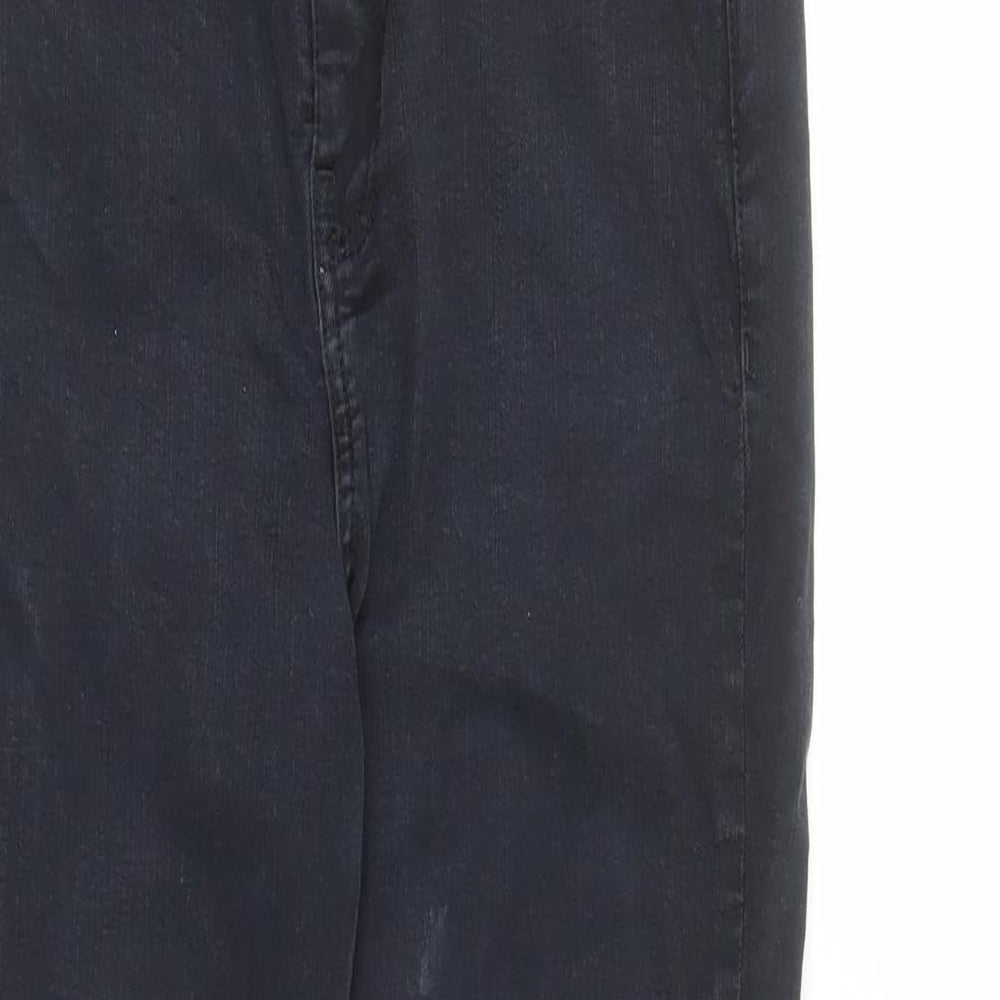 Topshop Womens Black Cotton Straight Jeans Size 28 in L27 in Regular Zip - Pockets Long Leg