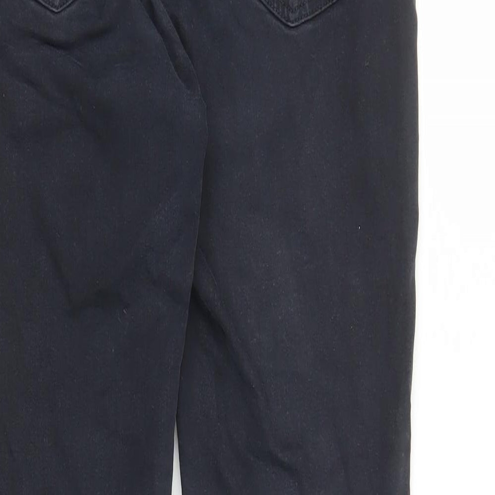 Topshop Womens Black Cotton Straight Jeans Size 28 in L27 in Regular Zip - Pockets Long Leg