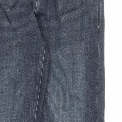F&F Mens Blue Cotton Straight Jeans Size 32 in L30 in Regular Zip - Pockets