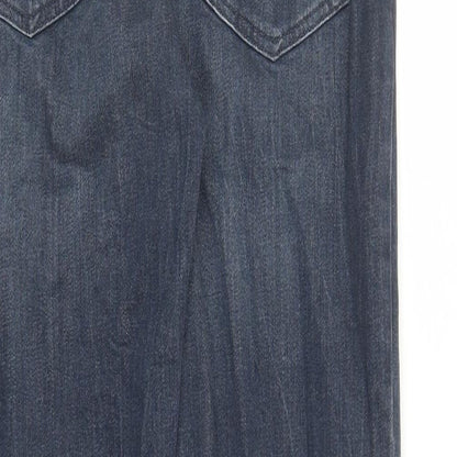 F&F Mens Blue Cotton Straight Jeans Size 32 in L30 in Regular Zip - Pockets