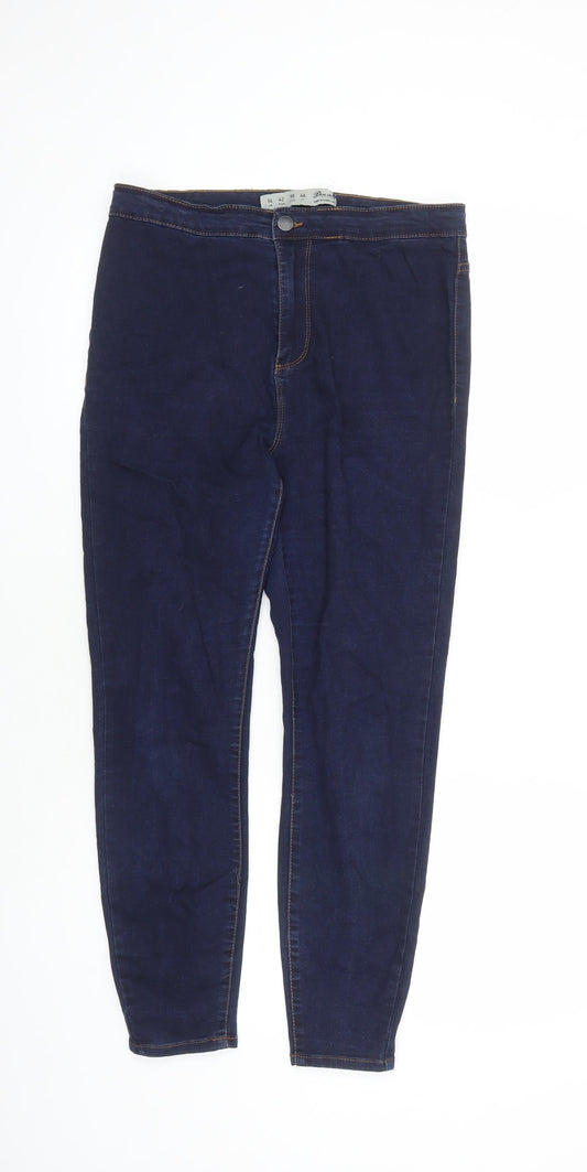 Denim & Co. Womens Blue Cotton Skinny Jeans Size 14 L26 in Regular Zip - sh