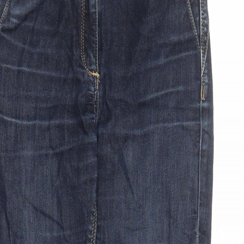 River Island Womens Blue Cotton Straight Jeans Size 8 L27 in Regular Zip - Studded Detail On Pocket
