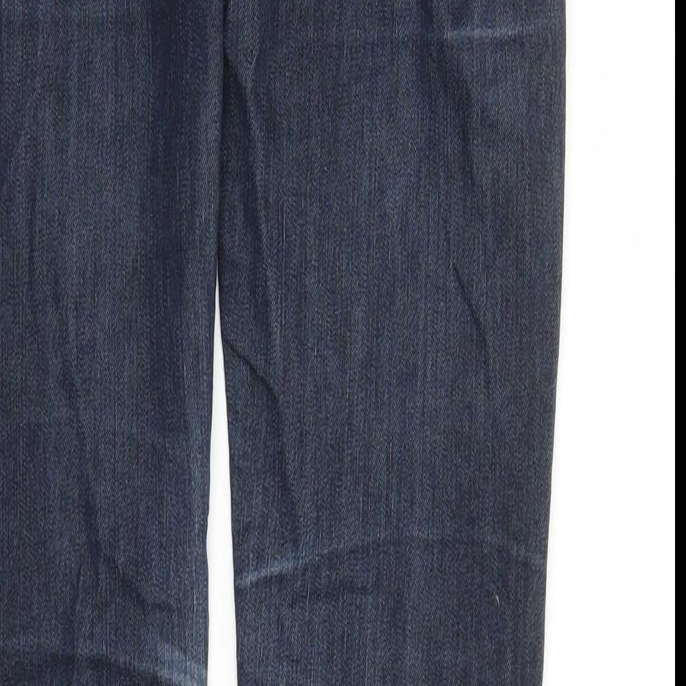 River Island Womens Blue Cotton Straight Jeans Size 8 L27 in Regular Zip - Studded Detail On Pocket