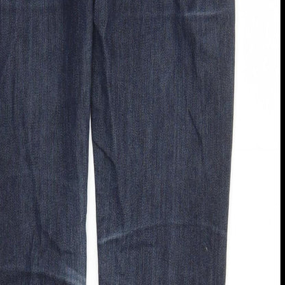 River Island Womens Blue Cotton Straight Jeans Size 8 L27 in Regular Zip - Studded Detail On Pocket