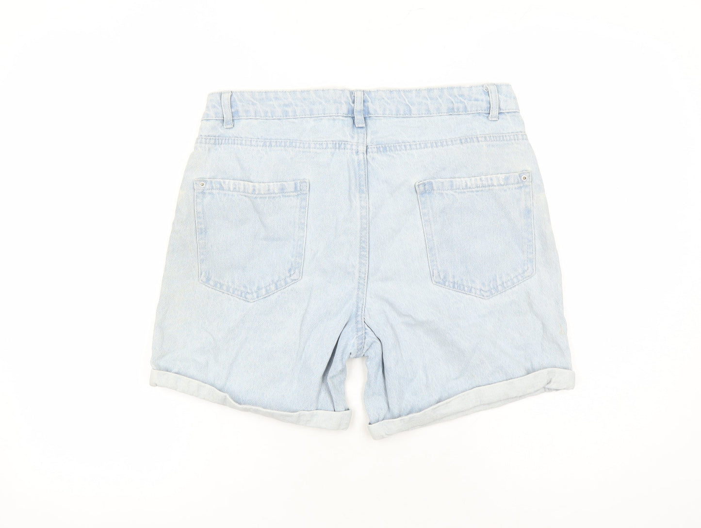 Denim & Co. Womens Blue 100% Cotton Mom Shorts Size 10 L6 in Regular Zip - Distressed Look Pockets