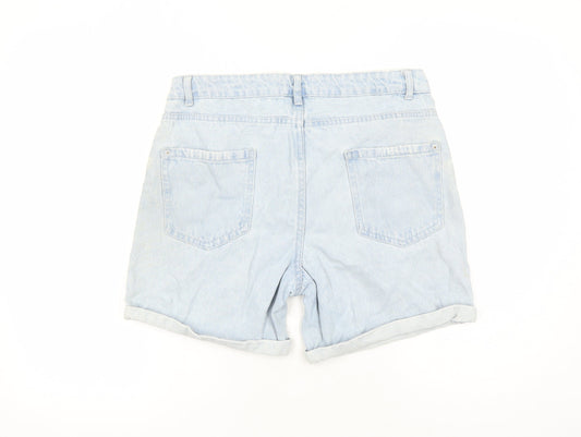 Denim & Co. Womens Blue 100% Cotton Mom Shorts Size 10 L6 in Regular Zip - Distressed Look Pockets