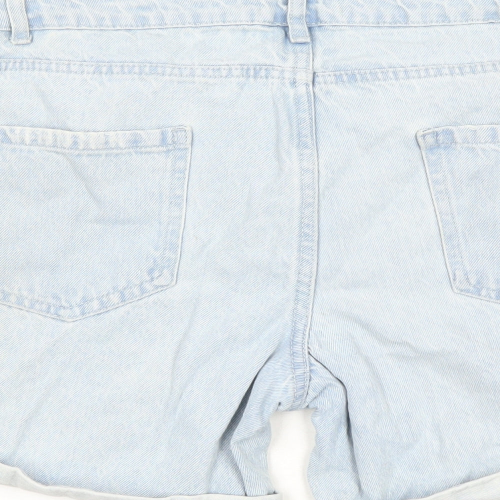 Denim & Co. Womens Blue 100% Cotton Mom Shorts Size 10 L6 in Regular Zip - Distressed Look Pockets