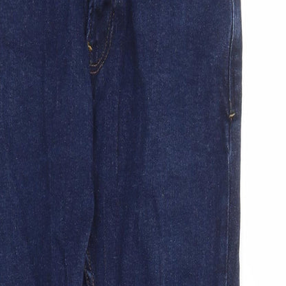 Zara Mens Blue Cotton Straight Jeans Size 32 in L30 in Regular Zip - Pockets