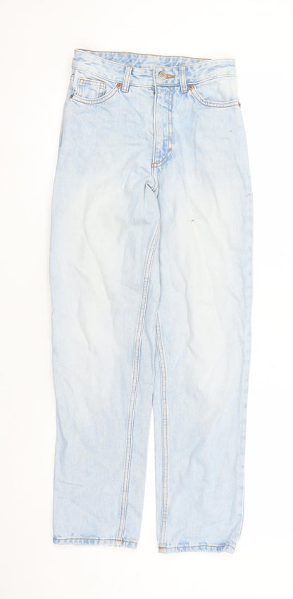 Monki Womens Blue Polyester Tapered Jeans Size 26 in L27 in Regular Zip - High Waisted Pockets