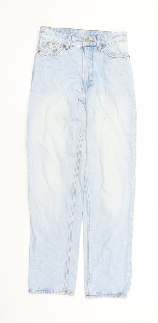 Monki Womens Blue Polyester Tapered Jeans Size 26 in L27 in Regular Zip - High Waisted Pockets