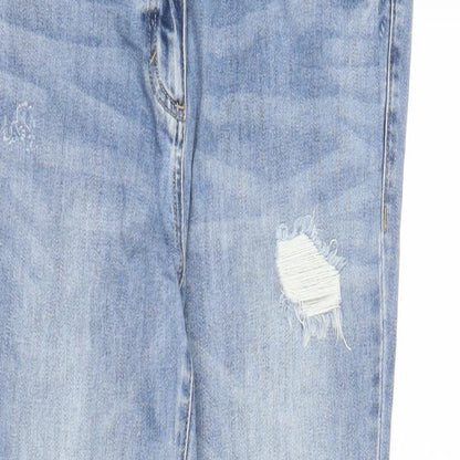 NEXT Womens Blue Cotton Skinny Jeans Size 10 L28 in Regular Zip - Raw Hems Pockets