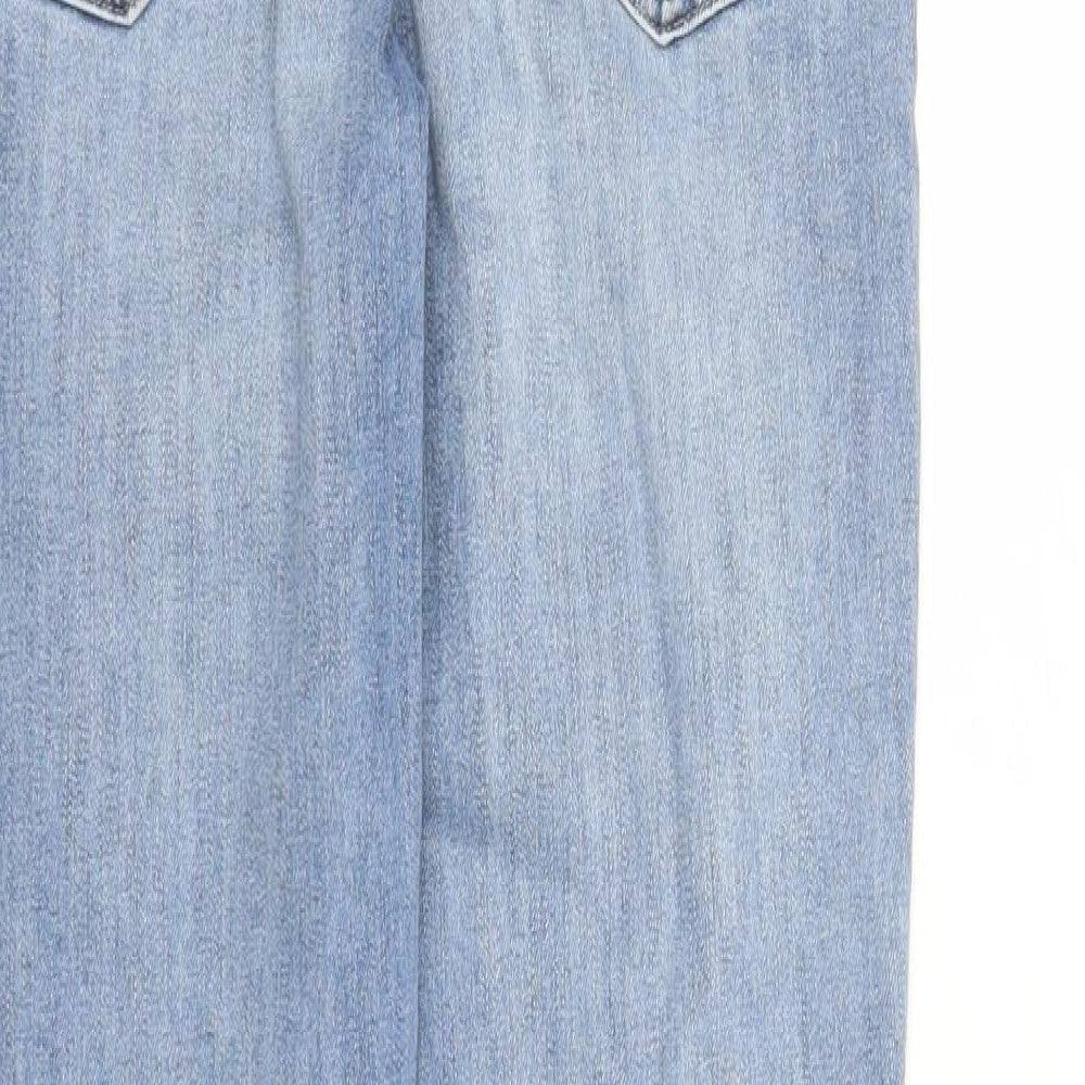 NEXT Womens Blue Cotton Skinny Jeans Size 10 L28 in Regular Zip - Raw Hems Pockets