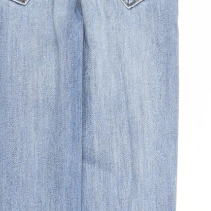 NEXT Womens Blue Cotton Skinny Jeans Size 10 L28 in Regular Zip - Raw Hems Pockets