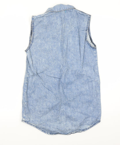 Womens UK Size XS Silence + Noise Blue Basic Blouse