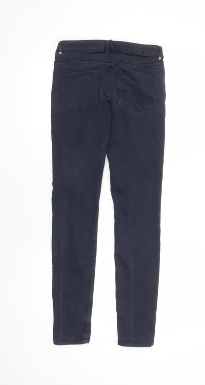 H&M Womens Blue Cotton Skinny Jeans Size 8 L28 in Regular Zip - Pockets